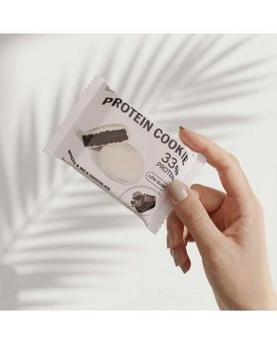 PROTEIN COOKIE 33% White & milk choc 18x30