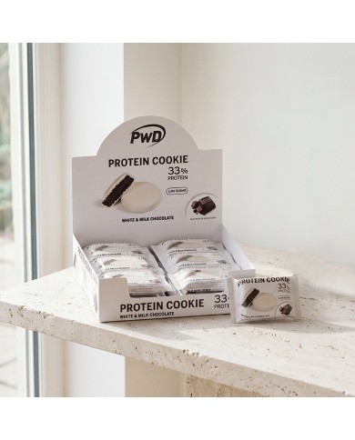 PROTEIN COOKIE 33% White & milk choc 18x30