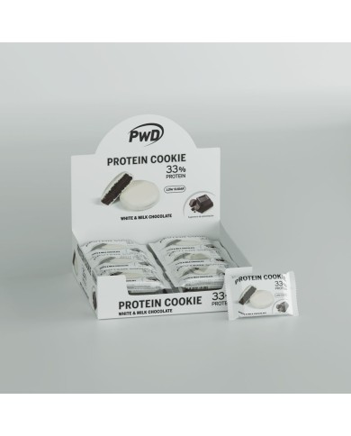 PROTEIN COOKIE 33% White & milk choc 18x30