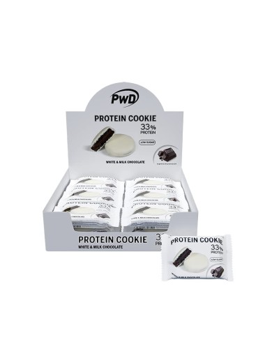 PROTEIN COOKIE 33% White & milk choc 18x30