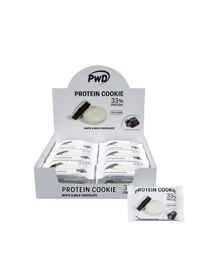 PROTEIN COOKIE 33% White & milk choc 18x30