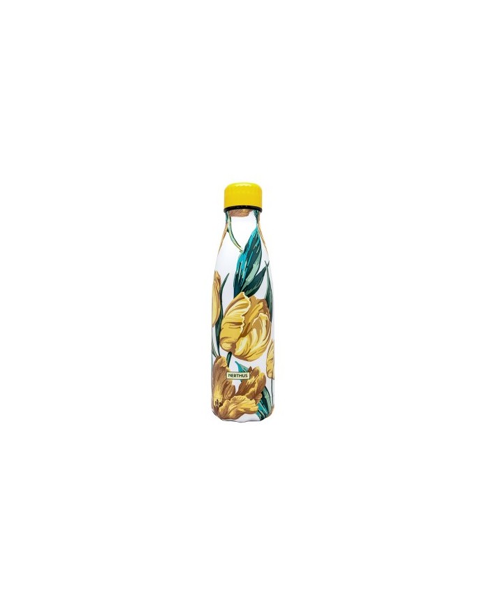 BOTTLE AC. INOX. FLORES AMARILLAS 500 ML