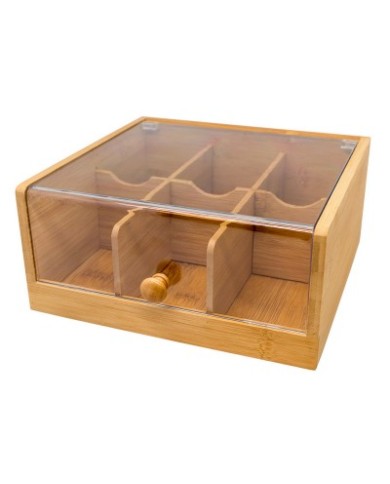 ORGANIZADOR DE TE DE BAMBU 6 compartim.